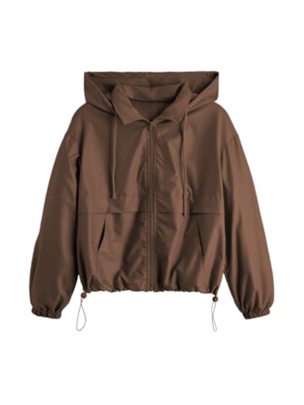 Women's Lightweight Zip Up Hoodie Windbreaker Loose Fit Workout Jacket